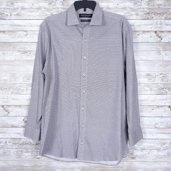 Nick Graham Mens Button Up Shirt Sz 16 Stretch Modern Fit 492 - Picture 1 of 4